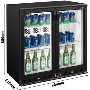 GGM Gastro - Refrigerateur bar - 900mm - 200 litres - avec 2 portes battantes en verre - Noir Noir