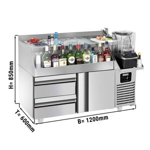GGM Gastro - Table refrigeree pour bar et boissons - 1200x600mm - 150 litres - avec 1 porte, 1 tiroir 1/2 & etageres Argent