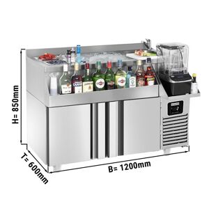 GGM Gastro - Table refrigeree pour bar & boissons - 1200x600mm - 150 litres - avec 2 portes & etageres Argent