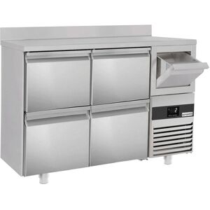 GGM Gastro - Table refrigeree pour bar et boissons PREMIUM - 1580x600mm - 4 tiroirs, rebord & extracteur pour cafe Argent