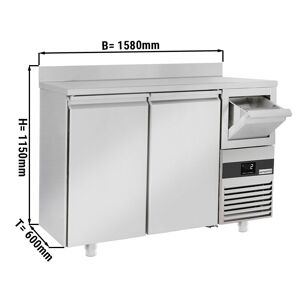 GGM Gastro - Table refrigeree pour bar & boissons PREMIUM - 1580x600mm - 2 portes, rebord & extracteur pour cafe Argent