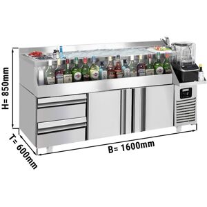 GGM Gastro - Table refrigeree pour bar et boissons - 1600x600mm - 235 litres - avec 2 portes, 2 tiroirs & etageres Argent