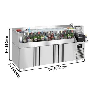 GGM Gastro - Table refrigeree pour bar & boissons - 1600x600mm - 235 litres - avec 3 portes & etageres Argent