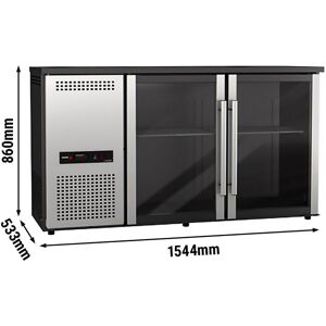 GGM Gastro - Table refrigeree pour bar et boissons Premium - 1435x528mm - 260 litres - avec 2 portes vitrees Noir