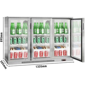 GGM Gastro - Refrigerateur bar - 1330mm - 320 litres - avec 3 portes battantes en verre - inox Argent