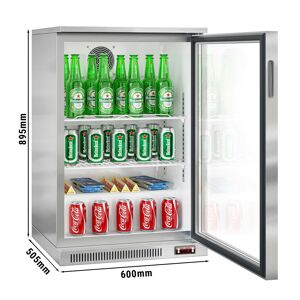 GGM Gastro - Refrigerateur bar - 600mm - 130 litres - avec 1 porte battante en verre - inox Argent