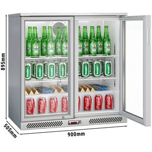 GGM Gastro - Refrigerateur bar - 900mm - 220 litres - avec 2 portes battantes en verre - Gris Argent