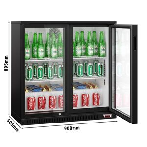 GGM Gastro - Refrigerateur bar - 900mm - 220 litres - avec 2 portes battantes en verre - Noir Noir