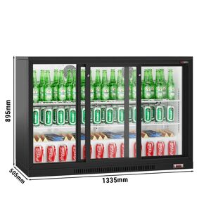 GGM Gastro - Refrigerateur bar - 1330mm - 320 litres - avec 3 portes coulissantes en verre - Noir Noir