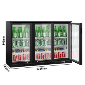 GGM Gastro - Refrigerateur bar - 1330mm - 320 litres - avec 3 portes battantes en verre - Noir Noir