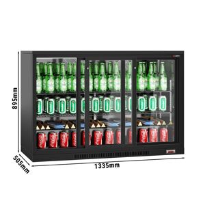GGM Gastro - Refrigerateur bar - 1330mm - 320 litres - 3 portes coulissantes en verre - Exterieur & Interieur Noir Noir