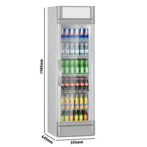 GGM Gastro - Refrigerateur a boissons - 347 litres - 1 porte vitree & Presentoir publicitaire Argent