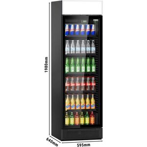 GGM Gastro - Refrigerateur a boissons - 345 litres - design sans cadre - 1 porte vitree & Presentoir publicitaire Noir