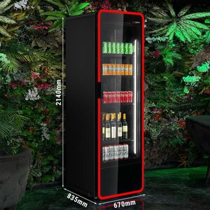 GGM Gastro - Refrigerateur a boissons - 550 litres - Design sans cadre - 1 porte vitree & lumiere LED coloree Noir