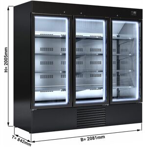 GGM Gastro - Vitrine refrigeree murale - 2080mm - 2030 litres - 3 portes vitrees & eclairage LED Noir