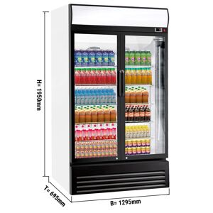 GGM Gastro - Refrigerateur a boissons - 880 litres - 2 portes vitrees & Presentoir publicitaire Noir