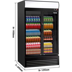 GGM Gastro - Refrigerateur a boissons - 880 litres - 2 portes vitrees & Presentoir publicitaire Noir