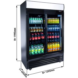 GGM Gastro - Refrigerateur a boissons - 880 litres - 2 portes coulissantes en verre & presentoir publicitaire