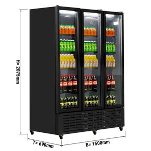 GGM Gastro - Refrigerateur a boissons - 1500 litres - 3 portes vitrees & eclairage LED Noir