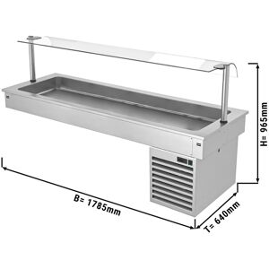 GGM Gastro - Cuve refrigeree encastrable - 1,8m - +2 ~ +8 °C - 5x GN 1/1 - avec protection hygienique en verre Argent