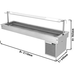 GGM Gastro - Cuve refrigeree encastrable - 2,1m - +2 ~ +8 °C - 6x GN 1/1 - avec protection hygienique en verre Argent