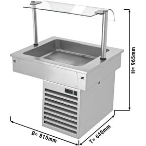 GGM Gastro - Cuve refrigeree encastrable - 0,8m - +2 ~ +8 °C - 2x GN 1/1 - avec protection hygienique en verre Argent