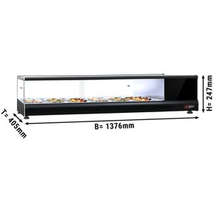 GGM Gastro - Vitrine refrigeree pour sushi PREMIUM - 1376x405mm - 6x GN 1/3 - Noir