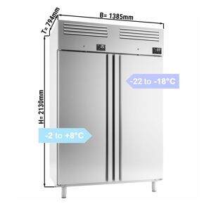 GGM Gastro - Armoire de refrigeration et de congelation PREMIUM PLUS - GN 2/1 - 1220 litres - avec 2 portes Argent