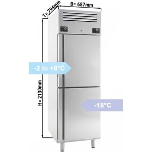 GGM Gastro - Armoire de refrigeration et de congelation PREMIUM PLUS - GN 2/1 - 520 litres - avec 2 demi-portes en inox Argent