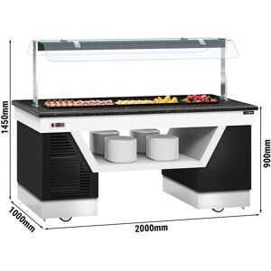 GGM Gastro - Comptoir buffet froid BELFAST - 2000mm - avec plaque refrigeree & Roulettes Noir