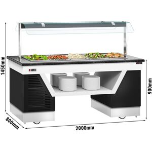 GGM Gastro - Comptoir buffet froid BELFAST - 2000mm - avec cuve refrigeree & Roulettes - pour GN 1/1 Noir