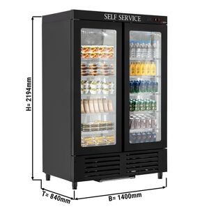 GGM Gastro - Refrigerateur - Self-service - 2 portes vitrees & eclairage LED Noir