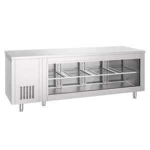 GGM Gastro - Table refrigeree - 2330x700mm - arriere 4 portes - avec facade en verre Argent