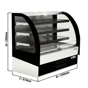 GGM Gastro - Vitrine refrigeree murale - 1290mm - avec eclairage LED & 3 etageres - arriere ferme Noir / Blanc