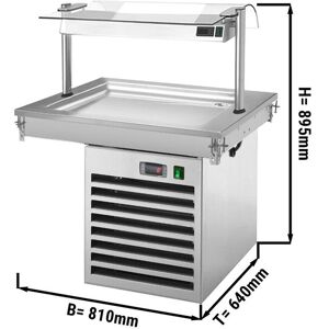 GGM Gastro - Plaque refrigeree encastrable - 0,8m - +2 ~ +8 °C - 2x GN 1/1 - avec protection hygienique en verre Argent