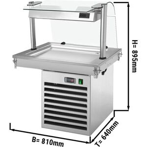 GGM Gastro - Plaque refrigeree encastrable - 0,8m - +2 ~ +8 °C - 2x GN 1/1 - avec protection hygienique en verre Argent