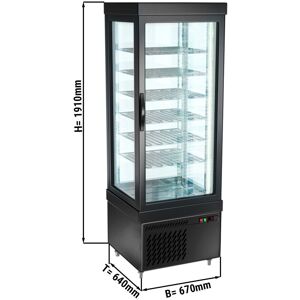 GGM Gastro - Vitrine refrigeree panoramique - 430 litres - 670mm - 6 etageres - Noir Noir