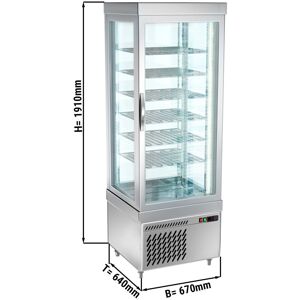 GGM Gastro - Vitrine refrigeree panoramique - 430 litres - 670mm - 6 etageres - Argente Argent