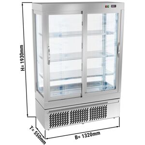 GGM Gastro - Vitrine panoramique - 855 litres - 1320mm - 3 etageres - Argente Argent