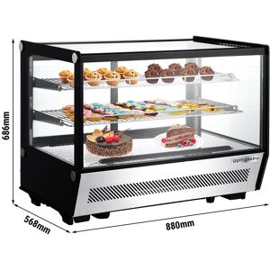 GGM Gastro - Vitrine refrigeree de table - 160 litres - 880mm - rectangulaire - avec 2 etageres Argent / Noir