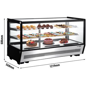 GGM Gastro - Vitrine refrigeree de table - 200 litres - 1220mm - rectangulaire - avec 2 etageres Argent / Noir