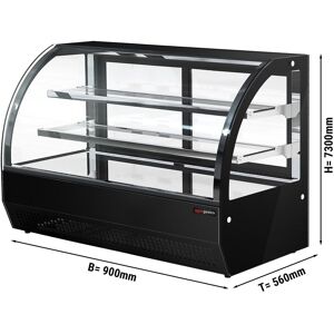 GGM Gastro - Vitrine refrigeree de table - 140 litres - 900mm - avec 2 etageres en verre - ronde - Noir