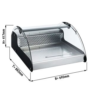 GGM Gastro - Vitrine refrigeree de table pour poisson & viande - 118 litres - 690mm - ronde - avec 4 etageres Argent / Noir