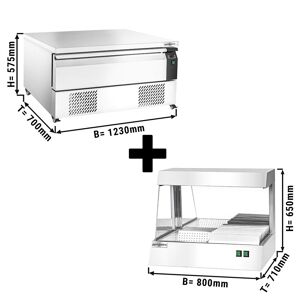 GGM Gastro - Combine congelateur/refrigerateur -22 ~ +8°C - 1230mm - 1 tiroir - incl. chauffe-frites Argent