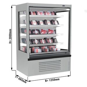 GGM Gastro - Vitrine refrigeree murale - 1250mm - avec eclairage LED & 4 etageres Gris