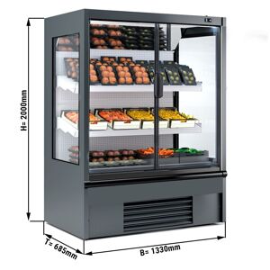 GGM Gastro - Vitrine refrigeree murale - 1330mm - avec eclairage LED, portes vitrees isolees & 2 etageres Gris