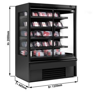 GGM Gastro - Vitrine refrigeree murale - 1330mm - avec eclairage LED, portes vitrees isolees & 4 etageres Noir