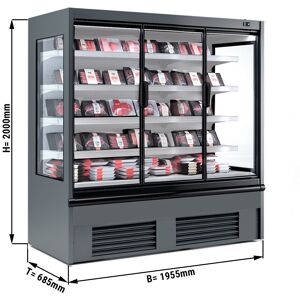 GGM Gastro - Vitrine refrigeree murale - 1955mm - avec eclairage LED, portes vitrees isolees & 4 etageres Gris