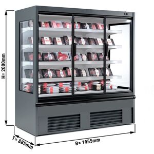 GGM Gastro - Armoire refrigeree murale - 1955mm - avec eclairage LED, portes vitrees isolees & 4 etageres Gris