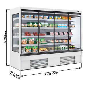 GGM Gastro - Vitrine refrigeree murale - 2580mm - avec eclairage LED, portes vitrees isolees & 4 etageres Blanc